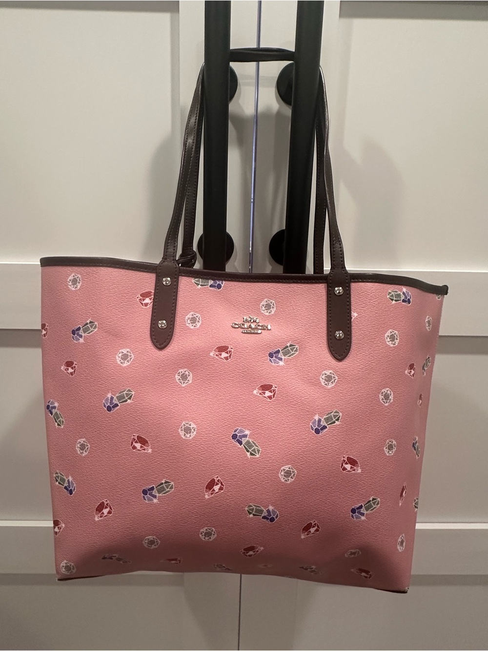 Disney x Coach Reversible City Tote Pink Gem Print Leather Tote + Matching Zip